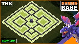 NEW TH8 Hybrid Base 2024 COPY LINK  Clash of Clans [upl. by Eboh]