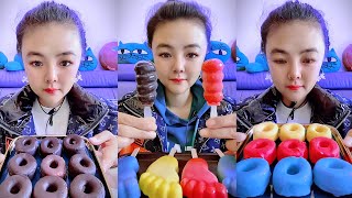 HOMEMADE CHOCOLATE DONUT ICE CREAM ASMR QUICK EATING REALLY YUMMY [upl. by Nyer459]