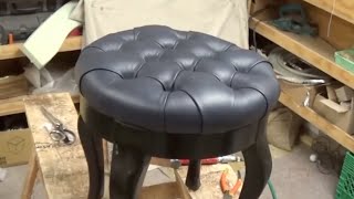 HOW TO UPHOLSTER A TUFTED STOOL [upl. by Clarette]