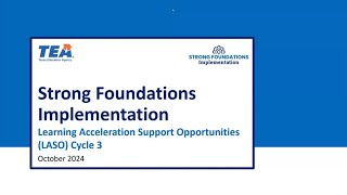 LASO Cycle 3  Strong Foundations Implementation and PLC Support Webinar October 2024 [upl. by Homere]