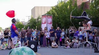 Lawrence Busker Festival 2023 Highlights from unicycling unicorns acrobatic archers and more [upl. by Narud]