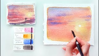 Pink Sunset Watercolor tutorial [upl. by Gitel]