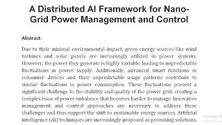 A Distributed AI Framework for Nano Grid Power Management and Control [upl. by Ydnem]