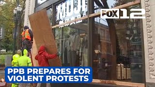 Portland police prepare for violent protests after election [upl. by Koerlin]