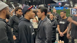 Ryan Garcia SHOVES Devin Haney massive chaos ensues in Las Vegas boxing face off [upl. by Alika]