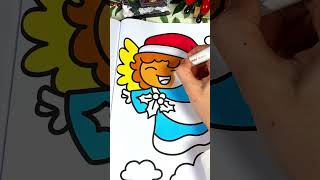 ASMR Relaxing Christmas Coloring 🎄 Cute Christmas Angel Art ✨ Oddly Satisfying [upl. by Ainotahs]