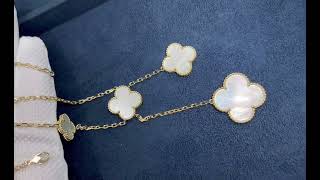 Van Cleef amp Arpels 18k Yellow Gold 6 Motifs Mother of Pearl Magic Alhambra Necklace VCARD79100 [upl. by Aissatsan]