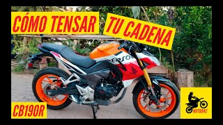 CB190R Repsol cómo tensar cadena de la Honda ¡o cualquier moto [upl. by Nyrahs]