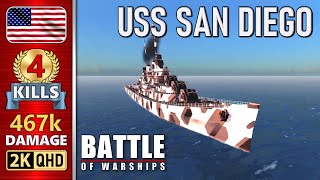 BATTLE OF WARSHIPS ⚓ SAN DIEGO  4 KILLS  467k DAMAGE 💥 [upl. by Doniv]