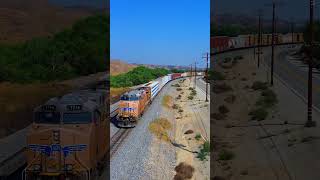 UNION PACIFIC LOCOMOTIVE SHOVING THIS TRAIN UP BEAUMONT HILL  San Timoteo Cyn 2024 [upl. by Llertal]