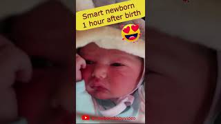 Smart newborn is trying to explore the new world 1 hour after birth 😍 [upl. by Liebman]