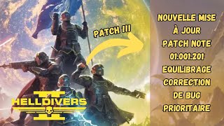 ACTU HELLDIVERS 2  NOUVELLE MISE A JOUR  Correctif et équilibrage  Patch 01001201 [upl. by Florida]