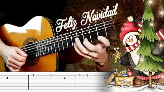 FELIZ NAVIDAD Guitar Tab  Easy Tutorial  Cover [upl. by Sirroned]