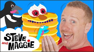 Yummy Chocolate Pancakes Story for Kids with Steve and Maggie  Food for Kids  Wow English TV [upl. by Cida]