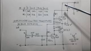 02AMPLIFICADOR DE BAJA POTENCIA CON 3 TRANSISTORES [upl. by Annaig895]