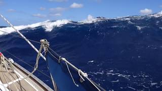 28 foot yacht semi knock down by breaking wave in stormy seas [upl. by Rosemonde]