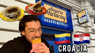 El UNICO restaurante de Comida VENEZOLANA en CROACIA CROATA comiendo AREPAS y EMPANADAS en ZAGREB [upl. by Vonny658]