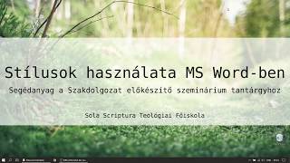 Szakdolgozat előkészítő szeminárium  A Word használata [upl. by Carolus]