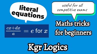 maths tricks for beginnersliteral equationsmaths mathskills competitiveexams kgrlogics [upl. by Katha973]