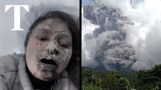 Hikers trapped as volcano erupts on Mount Marapi in Indonesia [upl. by Airtemad]