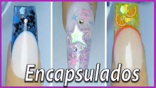 Uñas Acrílicas ENCAPSULADAS 💜 3 Hermosas IDEAS Nail Art [upl. by Namhcan]