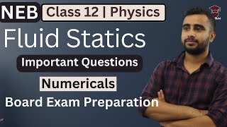 Fluid Statics  Class 12 Physics  One Shot  Important Questions  Numericals  NEB  Gurubaa [upl. by Bordy]