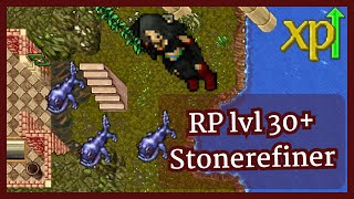 Tibia hunt RP lvl 30 Stonerefiner 400450kh XP 30k Profit [upl. by Rochell190]