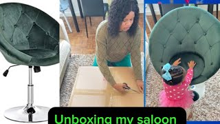 Unboxing my saloon chair with me unboxing video salonchair  unboxing [upl. by Heaps641]