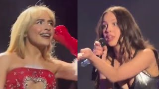 Olivia Rodrigo REACTS to Sabrina Carpenter at Jingle Ball 2023 [upl. by Cohla]