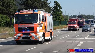 Tiefgaragenbrand in Mainz Großlüfter und LUF der Feuerwehr Frankfurt auf Alarmfahrt in Wiesbaden [upl. by Lowson]