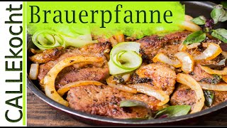 Deftige Brauerpfanne Nackensteaks mit blonden Zwiebeln [upl. by Yanal]