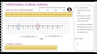 Lernvideonatürliche Zahlen ordnen der Zahlenstrahl [upl. by Ellirehs939]