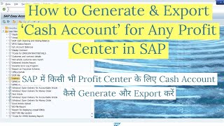 How to Generate amp Export Cash Account for Any Profit Centre in SAP postoffice indiapost sap [upl. by Doherty]