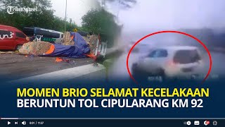 Momen Honda Brio Selamat Kecelakaan Beruntun Tol Cipularang KM 92 hanya Terserempet Truk Rem Blong [upl. by Yebba]