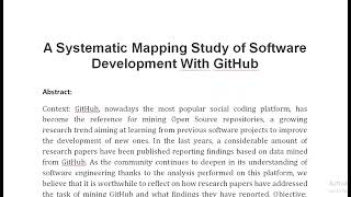 A Systematic Mapping Study of Software Development With GitHub [upl. by Meill]