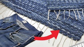 How To Weave Rug Using Old Jeans 👖 [upl. by Ricoriki]