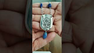 handmade lapis chain hollow flatware Birthstone pendants personalized jewelry [upl. by Caddric]