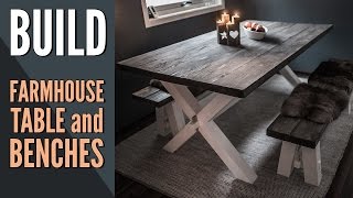 Making a Farmhouse Table and Two Benches [upl. by Bundy]