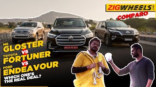 MG Gloster vs Toyota Fortuner vs Ford Endeavour  The SUV Test  Zigwheelscom [upl. by Huntington]