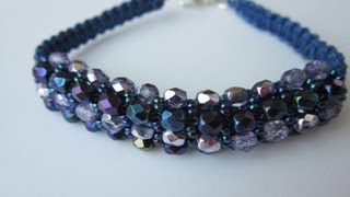 Shamballa Bracelet  Faceted Beads and Seed Beads Браслет в стиле Шамбала [upl. by Eiuqram]