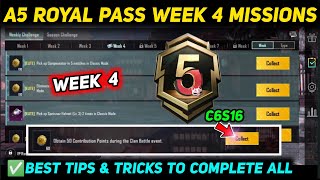 A5 WEEK 4 MISSION 🔥 PUBG WEEK 4 MISSION EXPLAINED 🔥 A5 ROYAL PASS WEEK 4 MISSION 🔥 C6S16 RP MISSIONS [upl. by Oilalue150]