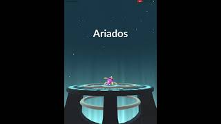 Spinarak shiny evolution to shiny Ariados in Pokemon Go shorts [upl. by Ahsilef135]