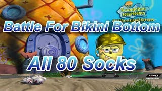 SpongeBob Battle For Bikini Bottom All 80 Socks Locations [upl. by Ikciv]