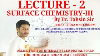 TAHSIN TUTORIAL BHAGALPURSURFACE CHEMISTRYIIILECTURE2TRUE COLLOIDAL SUSPENSION SOLUTION [upl. by Ingemar]