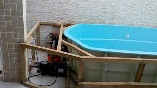 Construção de piscina com deck de Cambará tratado [upl. by Daughtry]