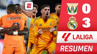 REAL MADRID GOLEÓ 30 a LEGANÉS GOLES de MBAPPÉ VALVERDE Y BELLINGHAM VINICIUS asistió  La Liga [upl. by Meelak153]