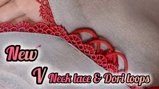 quotVquotneck Dori loops and lace V neck design cutting and stitching beautiful new v neck design [upl. by Adleme]