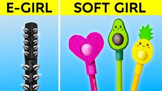 EGIRL VS SOFT GIRL SCHOOL HACKS  Who is better Cool Hacks amp Cheat🤫 Tricks by 123 GO CHALLENGE [upl. by Olegnad]