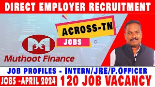 New Jobs in Tamilnadu 2024  Muthoot Finance Ltd  தமிழ்நாட்டில் வேலை வாய்ப்புகள் [upl. by Meluhs110]