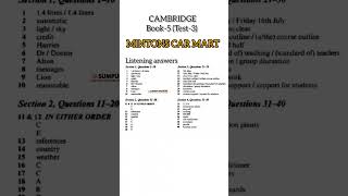 C5 T3 MINTONS CAR MART IELTS Listening answers  SUMPUN IELTS PHAGWARA [upl. by Cath]